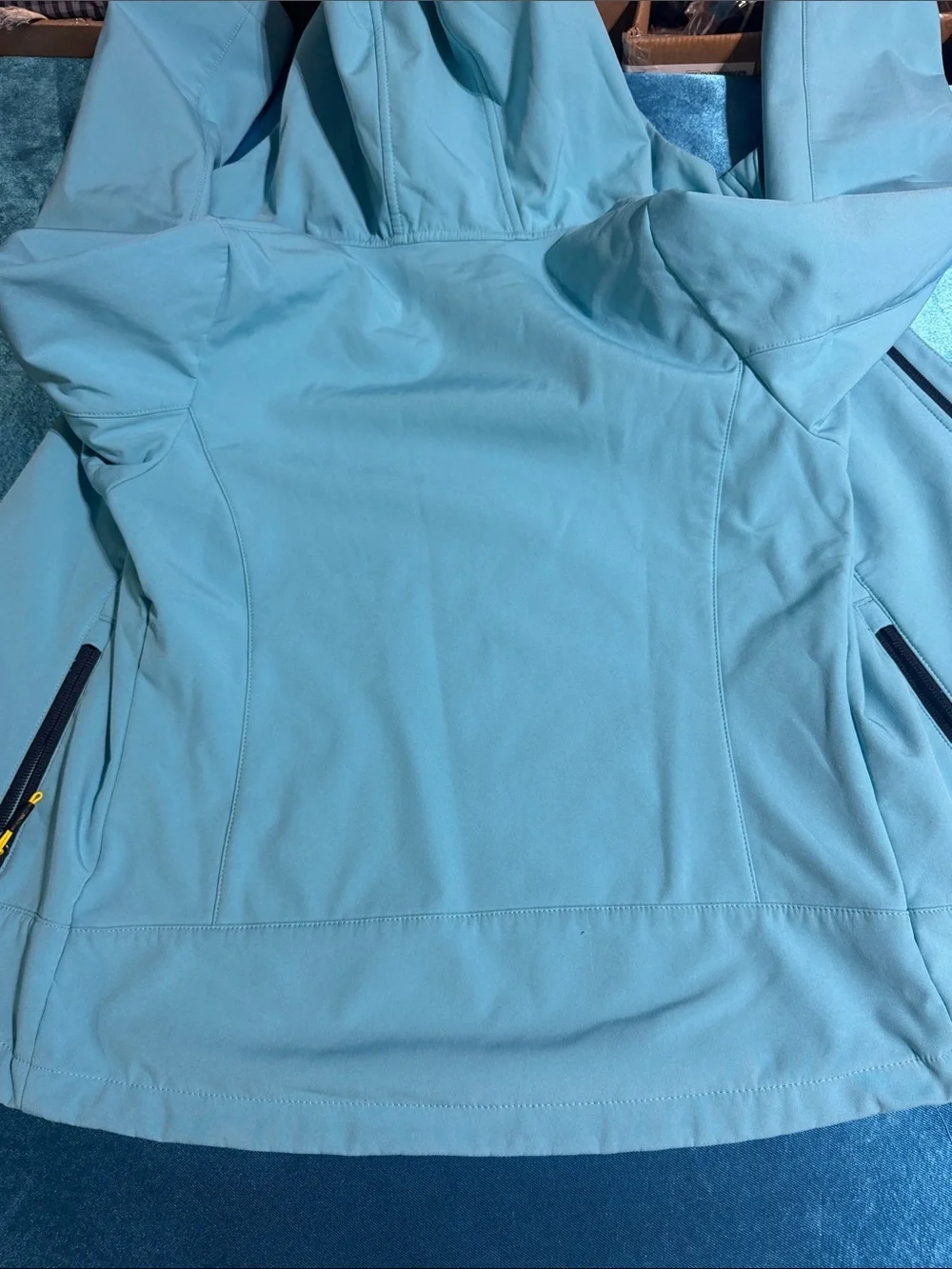 Children's Aqua Hooded Raincoat with Contrast Trim